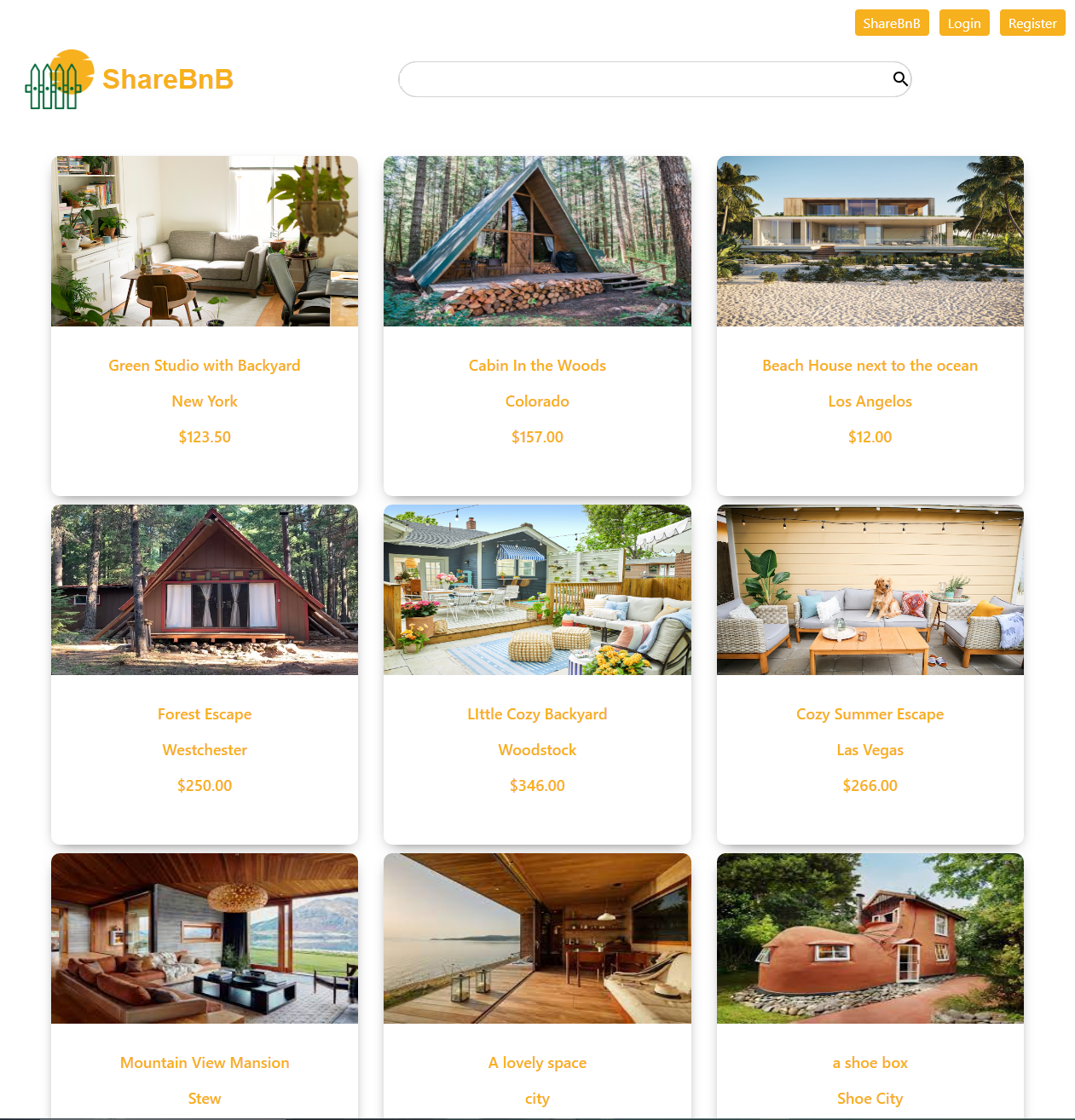ShareBnB - Online Marketplace for rent
